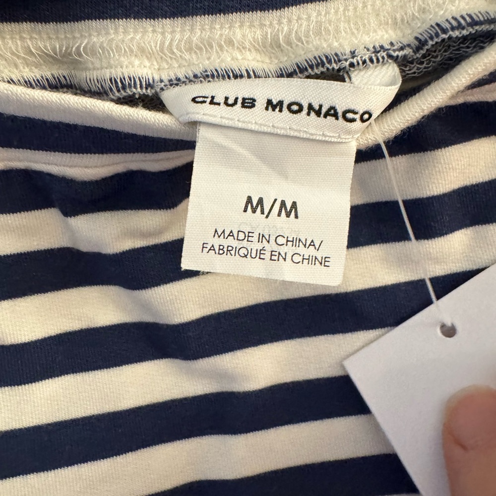 Club Monaco Navy and White Striped Bell Sleeve Top Medium - Picture 6 of 8